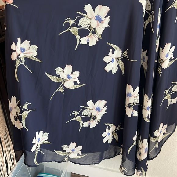 Lulus -All Mine Navy Blue Floral Print High-Low Wrap Dress size L party spring - Picture 8 of 10